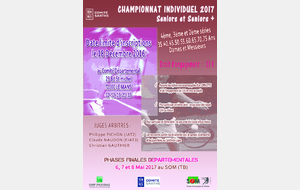 INSCRIPTION AUX CHAMPIONNATS INDIVIDUELS SENIORS ET SENIORS+ 2017